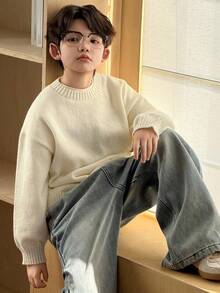 DAZY Tween Boys Sweater, Fall - Beige - View 2