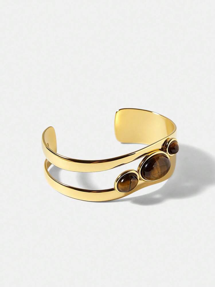 18K GOLD PLATED TIGER EYE ELEGANT BRACELET
