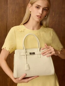 MOTF PREMIUM Women's Buckle Design Large Capacity Tote Bag For Daily Commute - Beige - View 5