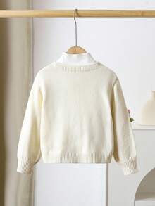 LMoss Kids Cardigan casual tricotat cu flori 3D pentru bebeluși și fetițe - alb - Vizualizare 2
