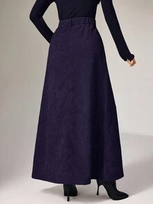 Heiryn Rok Kasual Minimalis Warna Polos untuk Wanita - Purple - View 6
