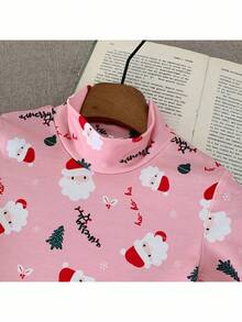 SHEIN 3pcs Young Girl Halloween Graphic Knit Stand Collar Casual T-Shirt Set - Multicolor - View 4
