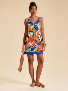 Travachic Vacation Woven Retro Print Camisole Bodycon Mini Dress For Women,Summer Beach Outfits,Christmas Party Clothes, New Year Look, Thanksgiving Outfits