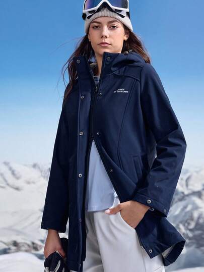 In My Nature 女式字母印花长袖拉链连帽休闲夹克