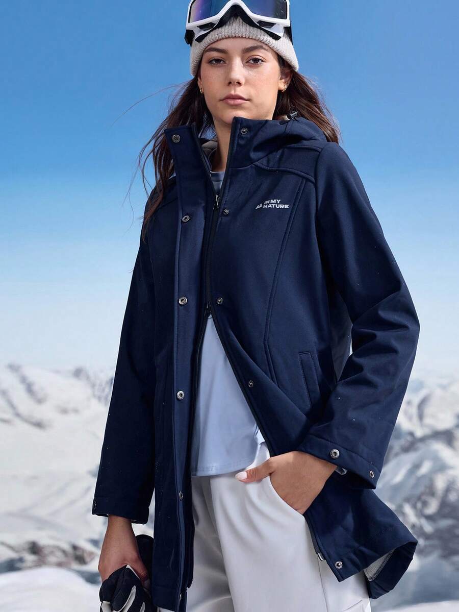 In My Nature 女式字母印花长袖拉链连帽休闲夹克