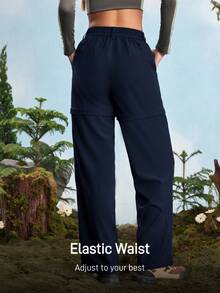 In My Nature 女式休闲直筒工装裤，带口袋，百搭时尚 - 藏蓝色 - 查看 12