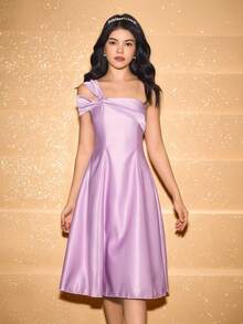 优雅束腰派对连衣裙，适合少女、万圣节、圣诞节 - 紫色 - 查看 4