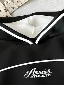 少女休闲简约23数字印花图案，时尚篮球球衣风格，学院风，街头时尚，返校季，宽松圆领舒适长袖卫衣，适合秋冬季节穿着，也可作为棒球夹克、男童卫衣、棒球上衣或女童棒球夹克穿着。 - 彩色 - 查看 3