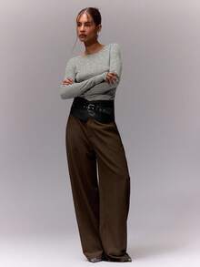 MUSERA 修身长袖上衣 休闲可爱 度假机场休闲返校秋冬优雅 - 淺灰色 - 查看 4