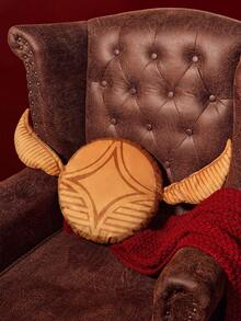 HARRY POTTER X SHEIN 1 chiếc gối trang trí bằng vải nhung hình quả bóng vàng Golden Snitch, chất liệu mềm mại, in chất lượng cao, thích hợp để trang trí nhà cửa, ghế sofa, phòng khách, ô tô, văn phòng, v.v. - Vàng - Xem 4