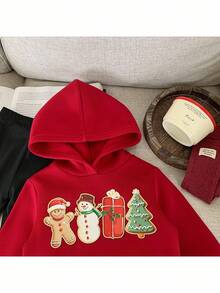 SHEIN 2pcs Baby Girl Knitted Solid Color Fluffy Hooded Sweatshirt And Leggings Set - Multicolor - View 4