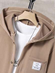 2件套休闲连帽长袖上衣和裤子青少年男童外套套装 - 卡其色 - 查看 6