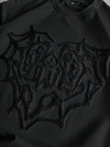 PAVTROS 男士街头风流行 INS 搭配天使丘比特印花刺绣爱心户外音乐节夜店男友丈夫礼物周年纪念礼物二合一 T 恤，适合秋季 - 彩色 - 查看 2