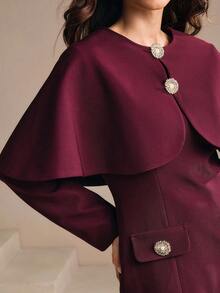 Anewsta Novo vestido com capuz e cintura marcada para outono/inverno, elegante, formal, festa, chique, adequado para ano novo, natal, trabalho, formatura, casamento