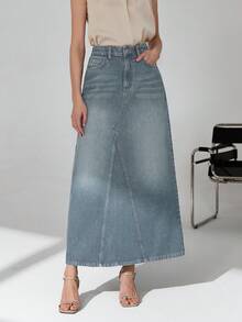 CLARA VERO 100% Cotton Low Waist Strong PP Skirt - Light Wash - View 6