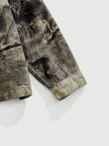 ROMWE MEN Grunge Punk Men's Casual Loose Denim Jacket With Single-Breasted Button, Autumn - Black - View 4