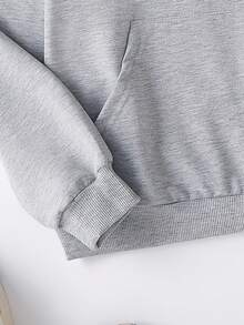 Sparklyn 2pcs/Set Casual Loose Fit Pink Hoodie Sweatshirt With Letter Print + Black Leggings, Teen GirlAutumn Outfit Fall Winter - Grey - View 6