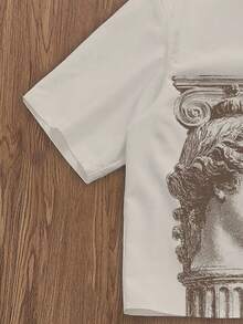 Manfinity ZONE917 Men's Boxy Cropped Renaissance David Statue Print Short Sleeve Shirt