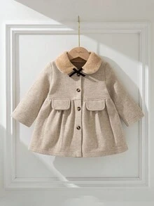 Souflis Souflis 6Months-3Years Baby Girl Coat Casual Style Fall Outfits For Girl Warmer Coat Winter - Khaki - View 3