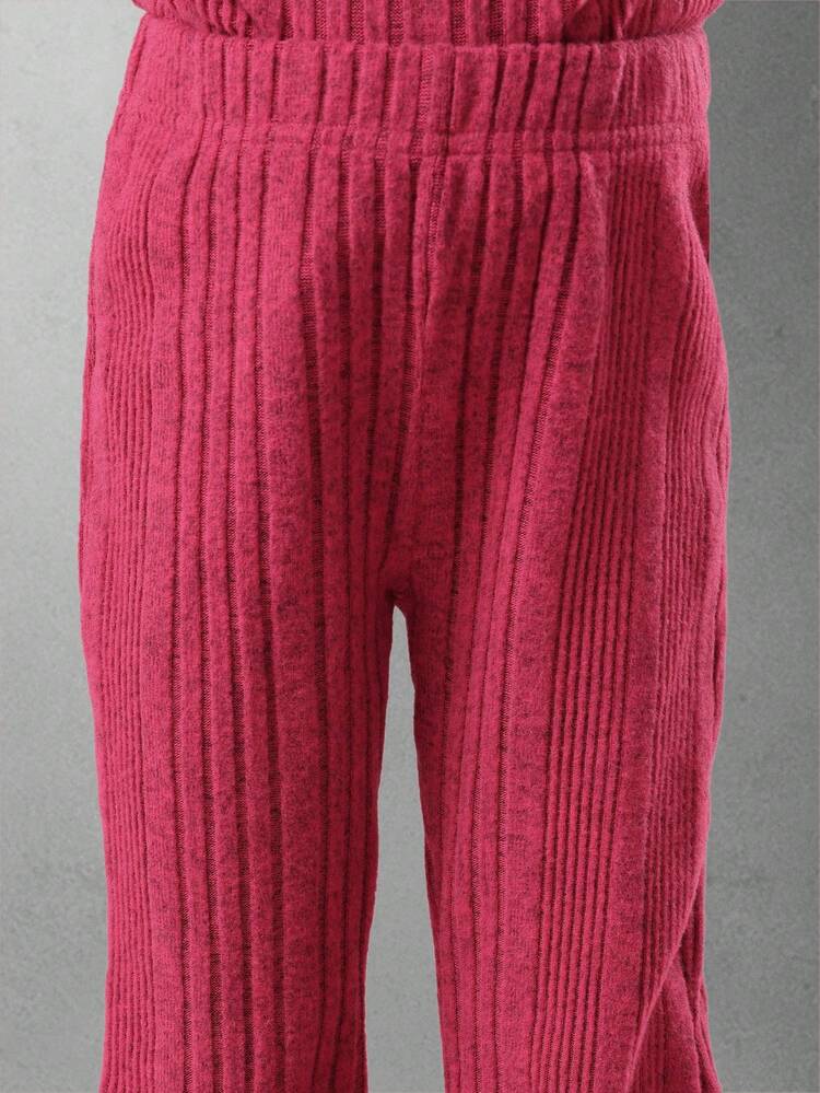 Ribbed Hoodie And Pants Set With Logo Print
