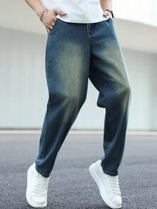 Manfinity Homme Men's Casual Distressed Tapered Leg Pants - Blue - View 6