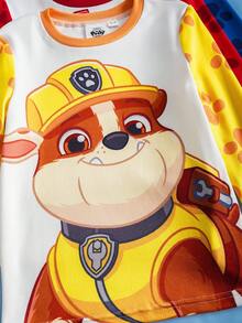 SHEIN | PAW Patrol 6pcs/Set Young Boy Casual Cartoon Puppy Print Round Neck Raglan Long Sleeve Top And Pants Comfortable Stretchy Pajama Set - Multicolor - View 7
