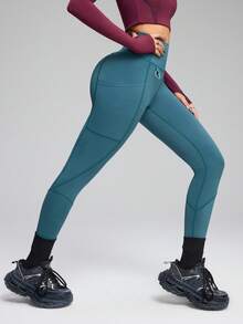 Innovista 户外柔软运动紧身裤，银钩高腰V腰提臀，日常休闲瑜伽HIIT训练，办公室健身房通用，高弹力紧身裤，运动裤，秋季服装，多功能口袋露营裤，舒适运动功能网眼拼接，透气镂空，防蹲显瘦，有氧户外运动，防紫外线，防汗，秋季新款女装秋冬运动服，实用时尚 - 墨綠色 - 查看 12