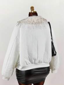 Y2K Amplova  Polka Dot Zip Up Leopard  Plus Size Women Fuzzy Patchwork Long Sleeve Loose Winter Jacket - Multicolor - View 16