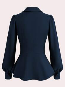 SHEIN Clasi Camisa profesional de alta calidad con cuello para mujer talla grande, color albaricoque, para otoño/primavera - Azul - Ver 2