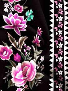 Al Najma 1 件女士舒适黑色花卉图案长袍，适合所有季节服装。，精致的花卉设计神秘优雅奢华，适合日常穿着、约会、休闲、派对礼服长袍，新品女装春季女装休闲装女士礼服女士礼服女士优雅女式长裙女士正式礼服女士长裙女士舞会礼服女士夏季礼服，端庄的阿巴雅