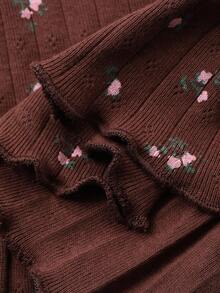 FRIFUL Pantalon évasé à fleurs marron pour femmes avec décoration de volants, casual et polyvalent, tenues d'automne pour les vacances des femmes - Multicolore - Voir 8