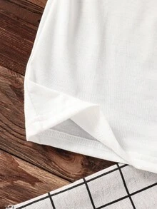 SHEIN 年轻女孩蓝色蝴蝶结创意美学印花短袖 T 恤，可爱芭蕾舞者风格夏季上衣