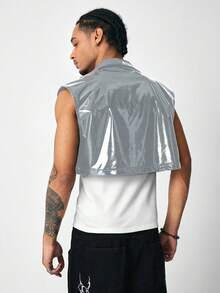 ROMWE MEN Street Life Men's KPOP Y2K Style Flap Avant Pocket Cropped Vest, Summer, Fall Winter - Multicolor - View 2