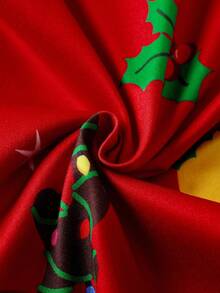 Macacão de manga comprida com capuz e estampa gráfica de Natal minimalista vermelho para menino