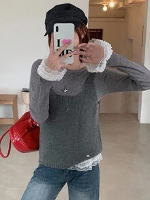 DAZY Chaleco de mujer tipo camisola de estilo vintage minimalista - Gris - Ver 8