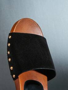 Solezae Women Comfortable, One Band Wedge Sandals - Black - View 6