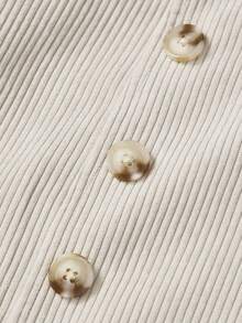 GlowEve Chân váy chữ A nhung kẻ cho nữ - Màu be - Xem 5