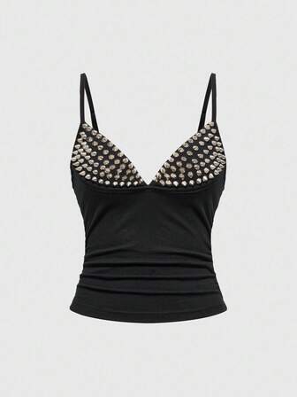 Grunge Punk Top femme sexy, punk sombre, avec patchwork et rivets