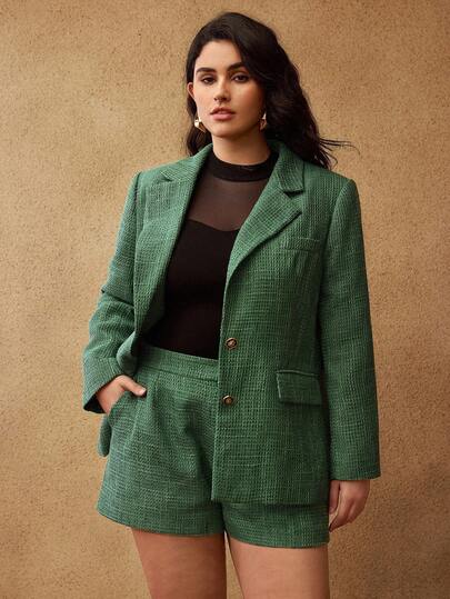 MOTF PREMIUM TALLAS GRANDES PANTALONES CORTOS MINIMALISTAS DE TWEED PARA OTOÑO/INVIERNO