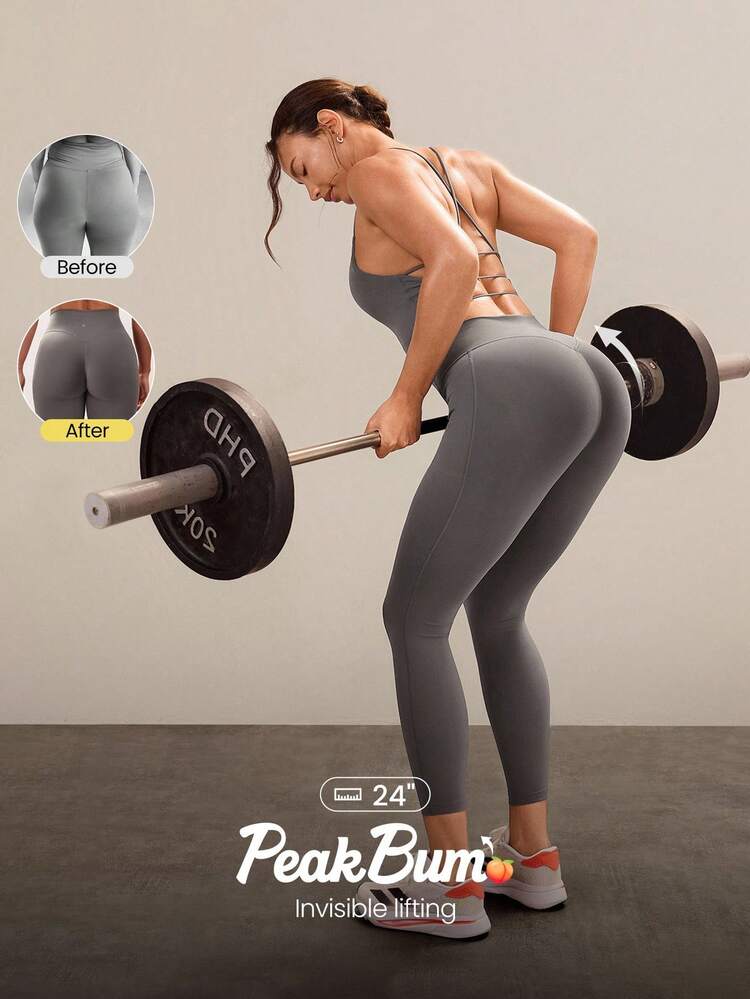 24" Peakbum Powersculpt™-Air Sculpt Flex Sweat-Wicking Cool Feel V-Waist Butt-Lifting Leggings High Impact Workout Running Training  Spring Summer