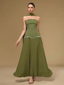 Coutiva 女士时尚露肩紧身优雅鸡尾酒会礼服 - 綠色 - 查看 6