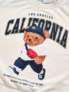 1 件男童休闲运动衫，仿衬衫领，带熊图案，长袖 - 黃色 - 查看 5