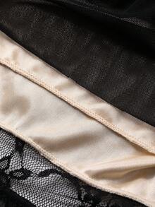 DAZY Black Lace Patchwork Sheer Mesh Adjustable Waist Sexy Nightgown For Women Lingerie For Women - Black - View 10