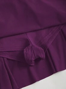Sweetra Women's Summer Bronze Metallic Flower Decor Camisole & Pleated Layered Mini Skirt Set - Purple - View 8