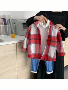 SHEIN 3pcs Young Girl Woven Plaid Casual Shirt, T-Shirt And Pants Set Fall Winter - Multicolor - View 1