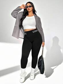 Auralis Calça Esportiva Skinny de Cintura Alta e Muito Elástica para Mulheres Plus Size em Preto, Calça de Moletom, Calça Jogger de Inverno para Mulheres, Calça de Moletom para Mulheres, Roupa Esportiva de Inverno para Mulheres - Multicolorido - Visão 3