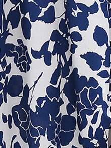 Brillora Falda de verano con estampado floral y dobladillo con volantes - Azul y blanco - Ver 8