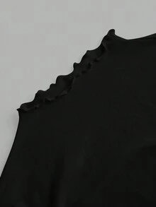 SHEIN EZwear 2 件套黑色和海军蓝休闲紧身长袖 T 恤，秋冬 - 彩色 - 查看 3