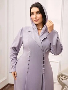 Al Najma Plus Size Women's Elegant Solid Color Abaya Dress Modest Business Dress