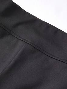 Young Girls Casual Versatile Comfortable Letter & Graphic Print Solid Color Leggings - Black - View 7